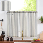 Jinchan Kitchen Curtain Linen Tier Curtain Striped Cafe Curtain 36 Inch Stripe Small Window Curtain Balanced Stripe Curtain Light Filtering Farmhouse For Bathroom Laundry Rv 1 Panel Black On Beige
