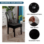 Genina Waterproof Seat Covers For Dining Room Chair Covers Waterproof Dining Chair Covers (6 Pcs-Rear-Gapped, Black)