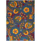 Nourison Aloha Indoor/Outdoor Modern Navy Multicolor 3'6' X 5'6' Area Rug, Easy Cleaning, Non Shedding, Bed Room, Living Room, Dining Room, Backyard, Deck, Patio (4X6)