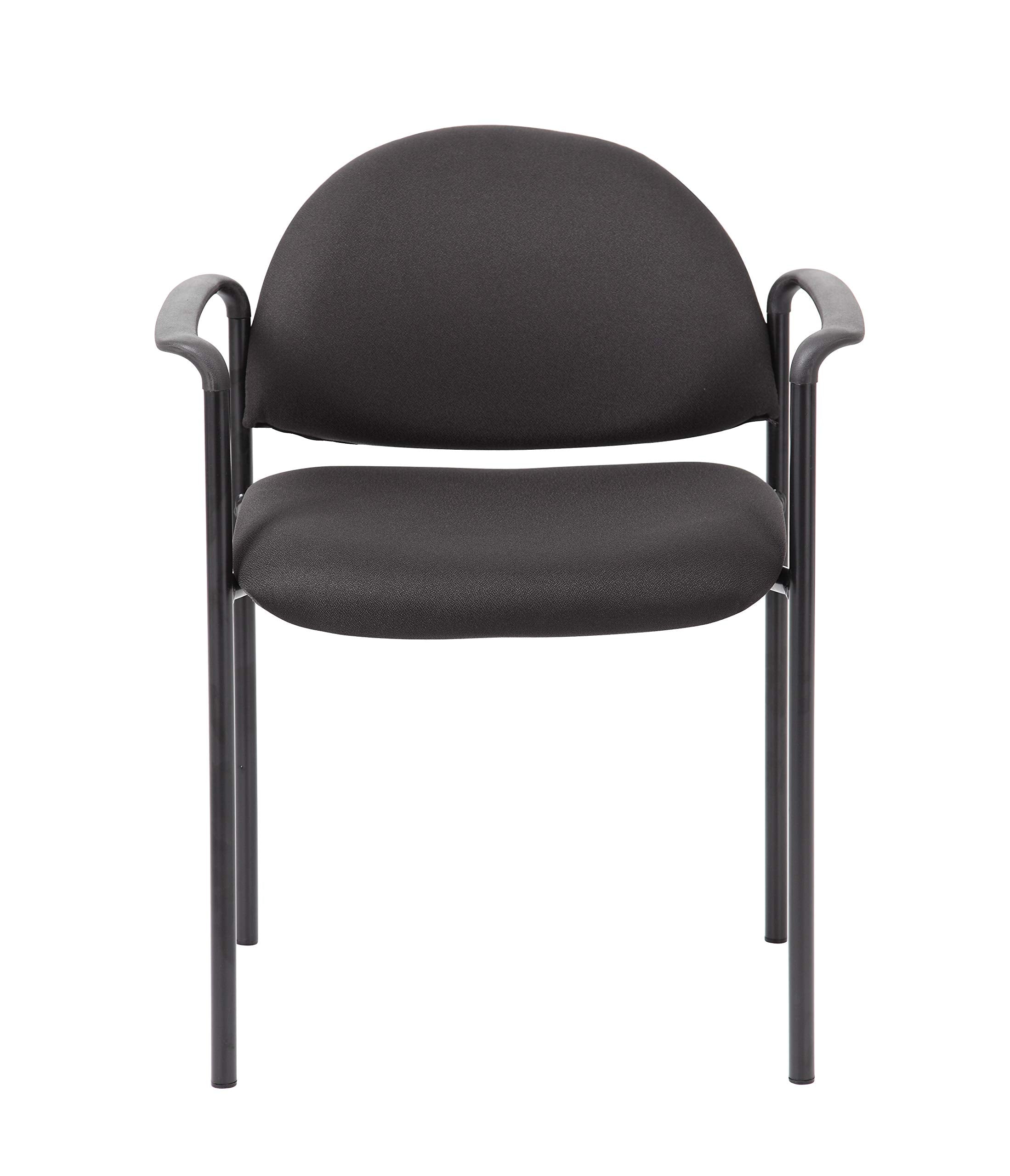 Boss Office Products Dimond Fabric Stacking Chair With Arms In Black