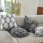 Coliuso Decorative Throw Pillow Covers 18X18 Set Of 4, Dark Grey And White Modern Simple Square Pillow Case Cushion Cover For So