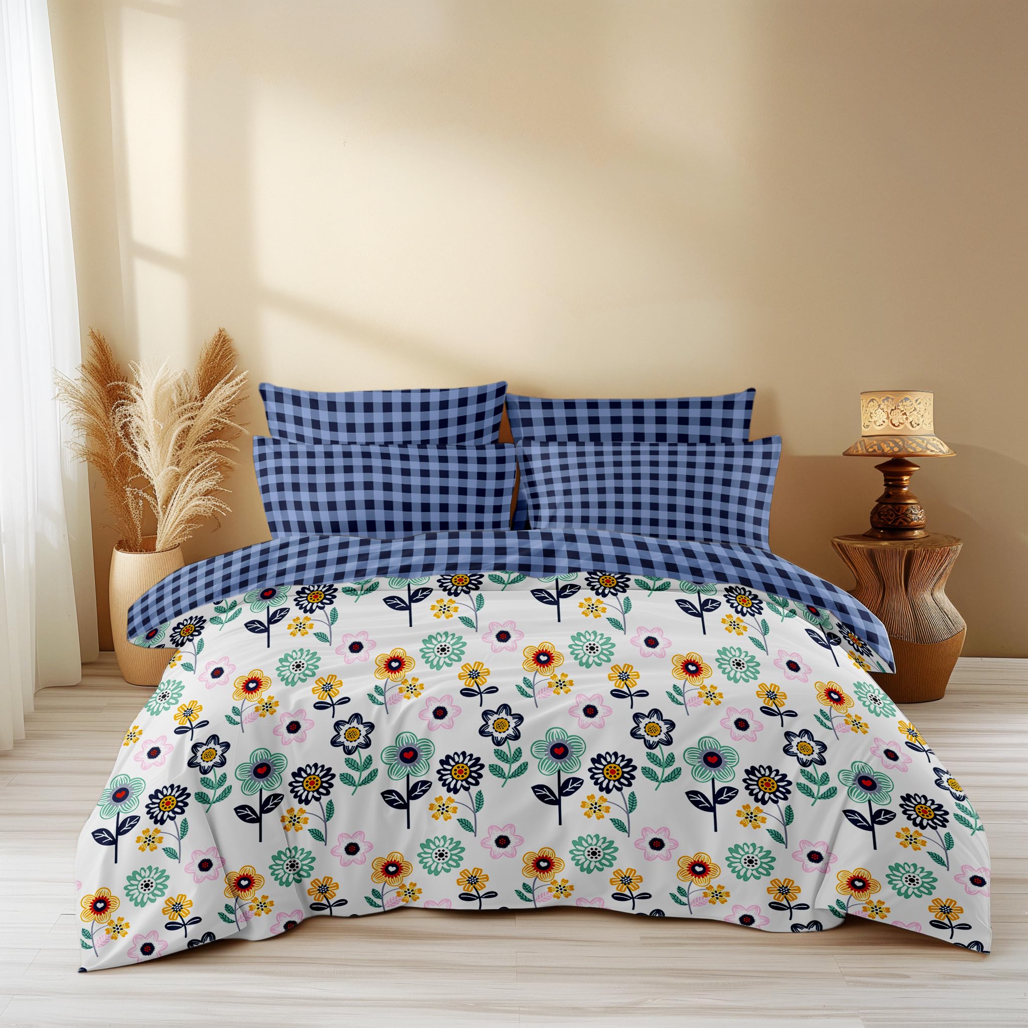 Loomlyfe 300 Tc Cotton All Season King Size Ac Comforter || Blanket || Duvet With 1 King Size Flat Bedsheet 108X108 Inch And 2 L
