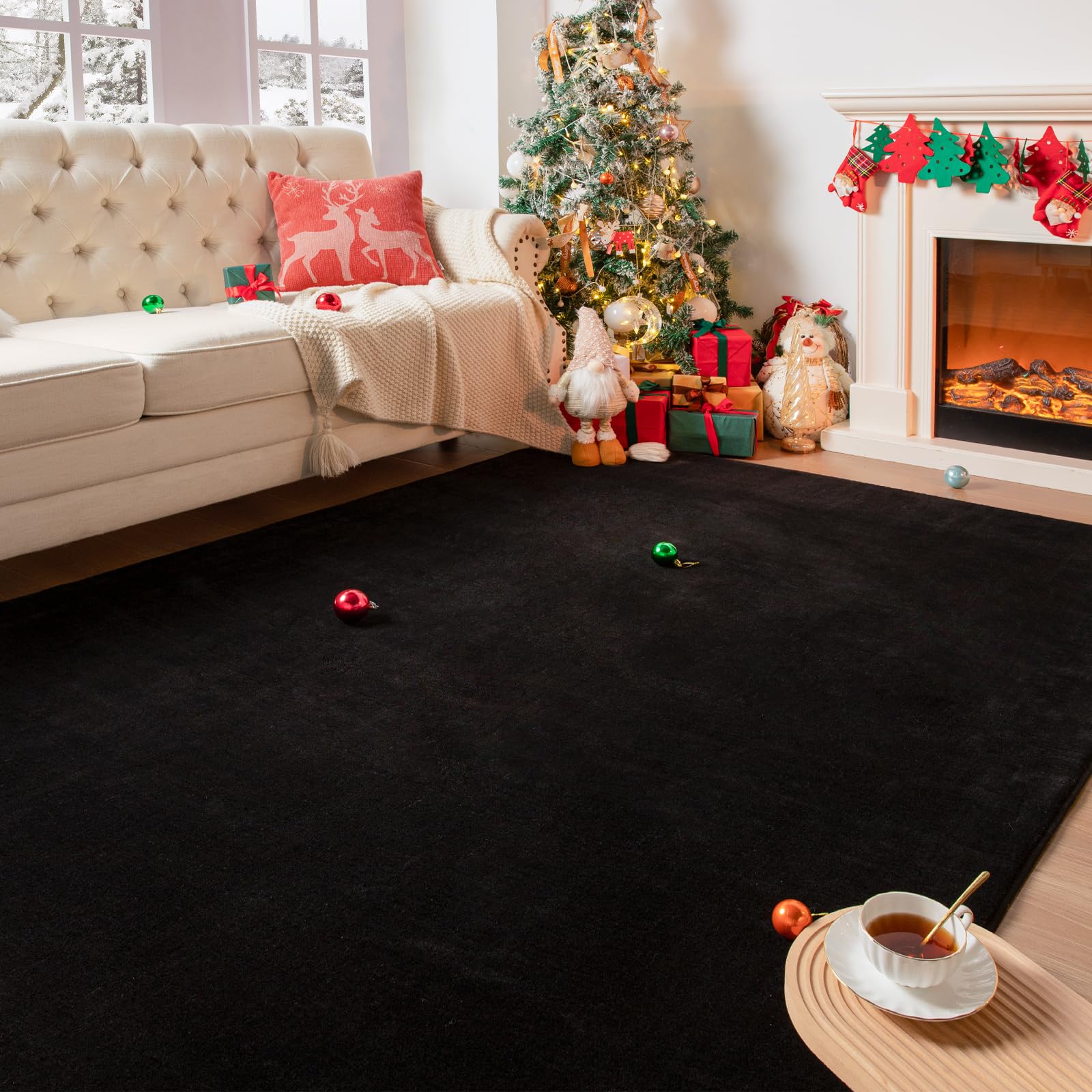 Przemy Washable Black Rugs For Living Room Bedroom, 5X7 Feet Super Soft Memory Foam Rug Indoor Carpet For Kids Room Boys Girls D