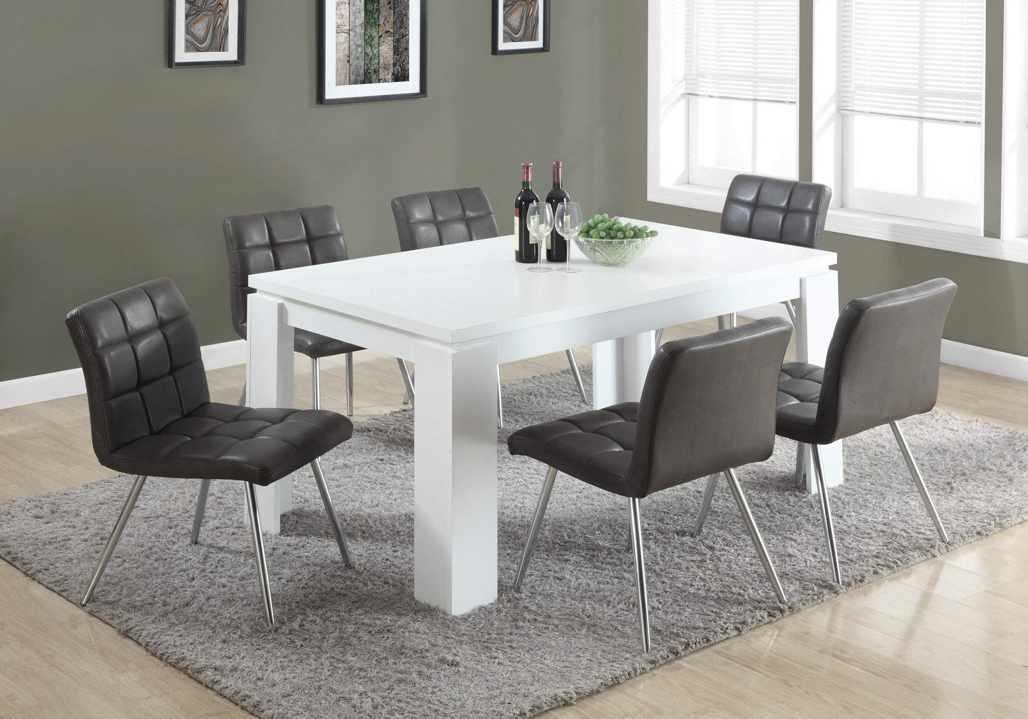 Monarch Specialties , Dining Table, White Hollow-Core, 60&quot;L
