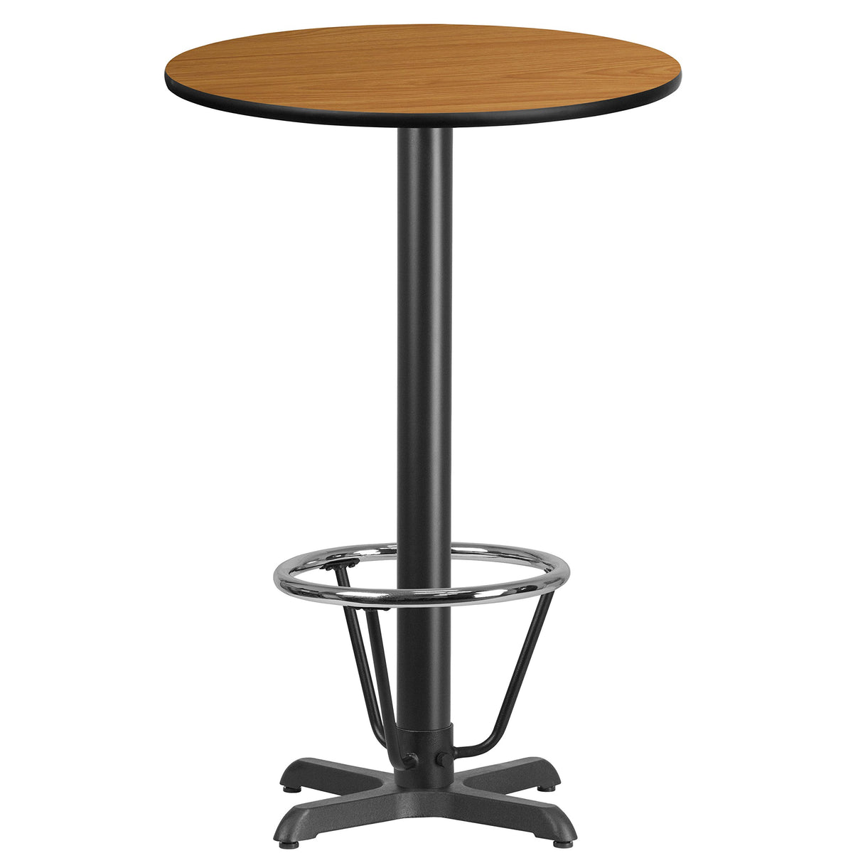 Flash Furniture 24'' Round Natural Laminate Table Top With 22'' X 22'' Bar Height Table Base And Foot Ring