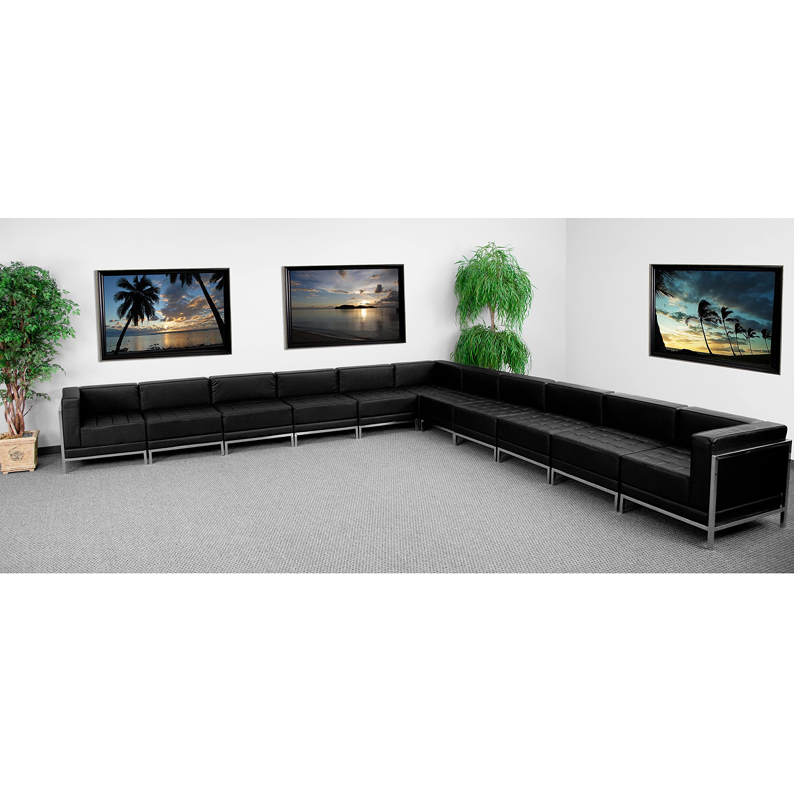 Flash Furniture HERCULES Imagination Series Black LeatherSoft Sectional Configuration, 11 Pieces
