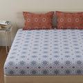 Huesland By Ahmedabad Cotton 144 Tc Bedsheet For Double Bed Queen Size With 2 Pillow Covers | Mandala | Brown & Grey