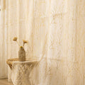 Deeprove Sheer Curtains 108 Inches Length 2 Panels Golden Branch For Bedroom Living Room Dining Room Nursery, Abstract Metallic