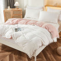Bedbay Pink Queen Comforter Set Pink Bedding Ultra Soft Breathable 3 Pcs Fluffy Comforter Bed Set For All Season White And Pink