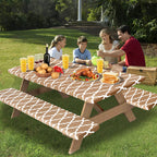 Outdoorlines Vinyl Fitted Picnic Table Cover With Bench Covers - Waterproof Camping Tablecloth For Picnic Table, Elastic Picnic Table Covers For Outdoor, Camping (Moroccon Camel 72X30 Inch, 3 Pcs)