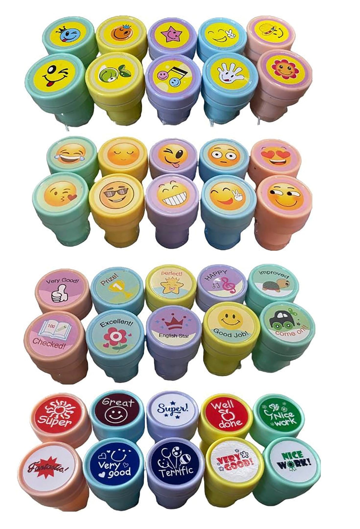 FETE PROPZ 40 Pcs Smile and Motivation Emoji Stamps for Children SelfInking Stamp for Party Gifts for Children Thank You Party 