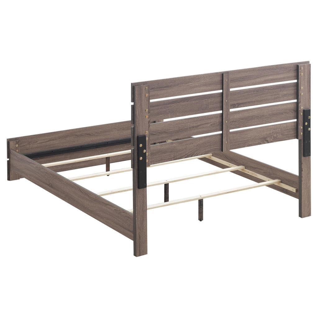 Coaster Home Furnishings Brantford Farmhouse 5-Piece Bedroom Set Queen Size Panel Bed Frame 52-inch Headboard Barrel Oak 207041Q-S5