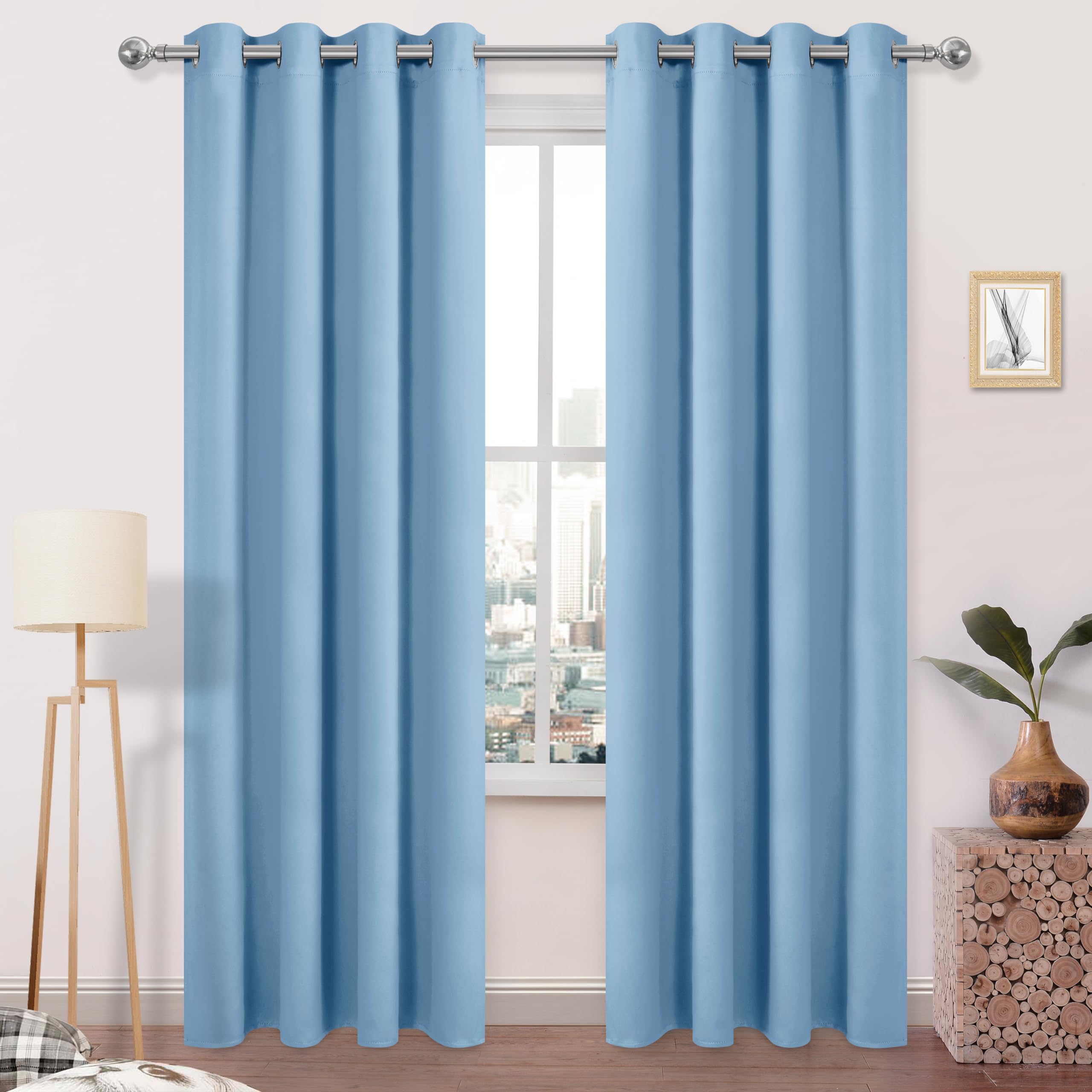 Dwcn Blackout Curtains Room Darkening Thermal Insulated Bedroom Curtains Window Curtain Panels, 52 X 84 Inches Long, Set Of 2 Li