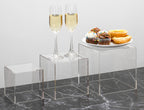 Red Co. Set Of 2 Crystal Clear Acrylic Cube Display Nesting Riser Stands With Hollow Bottoms | Transparent - 3-Pack