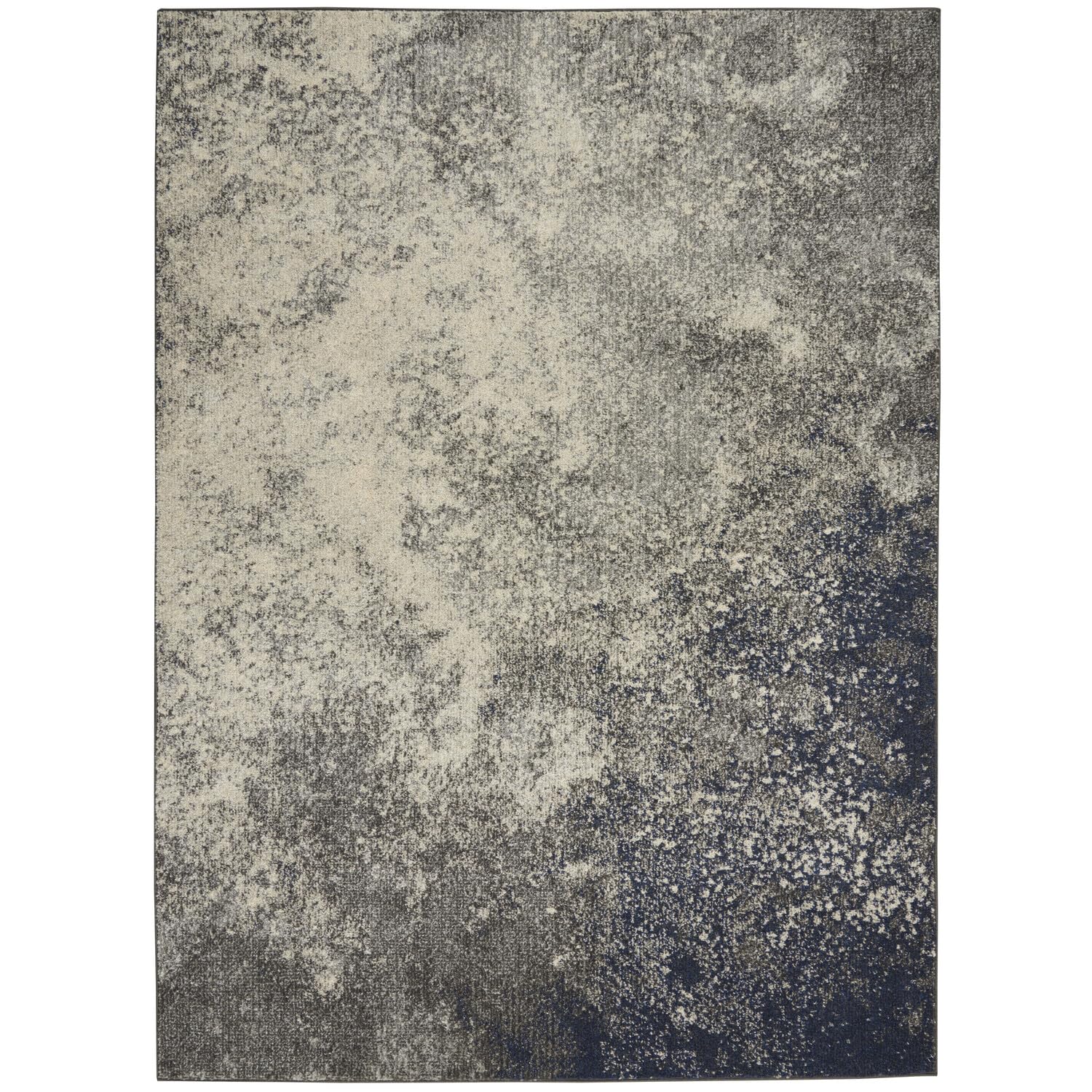 Nourison Passion Charcoal/Ivory 5'3'' x 7'3'' Area-Rug, Modern, Abstract, Easy-Cleaning, Non Shedding, Bed Room, Living Room, Di
