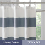 Madison Park Spa Waffle Shower Curtain Pieced Fabric Extra Long Premium Spa Quality Modern Shower Curtains For Bathroom, Tall 72X84, Indigo Blue