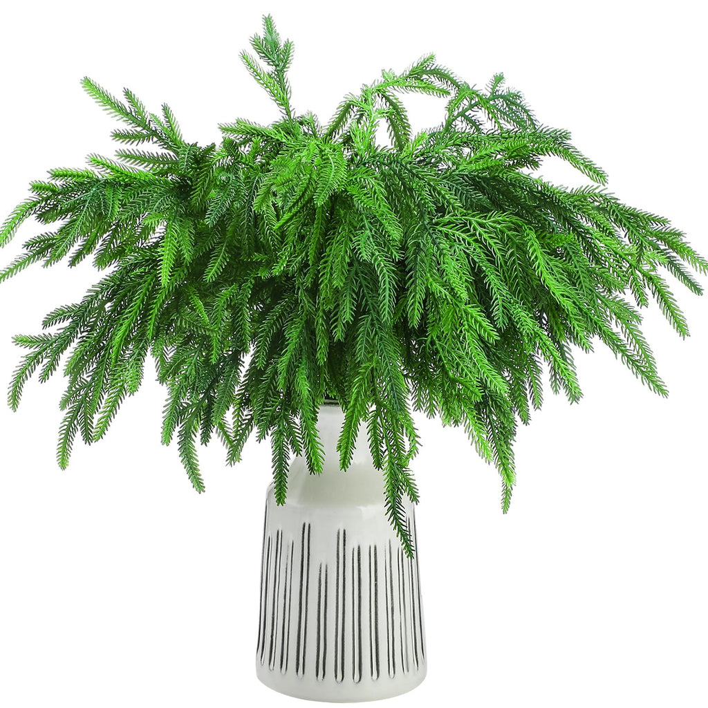 Jutom 12 Pcs Christmas Norfolk Pine Branches, Norfolk Pine Artificial Christmas Branches DIY Crafts Faux Christmas Norfolk Pine 