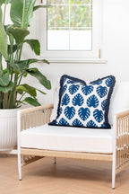 Hofdeco Premium Coastal Hampton Style Patio Indoor Outdoor Pillow Cover Only, 20'X20' Water Resistant For Backyard, Couch, Nav