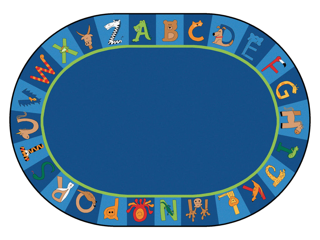 Carpets for Kids 5508 A to Z Animals 8ft 3in x 11ft 8in Oval Blue