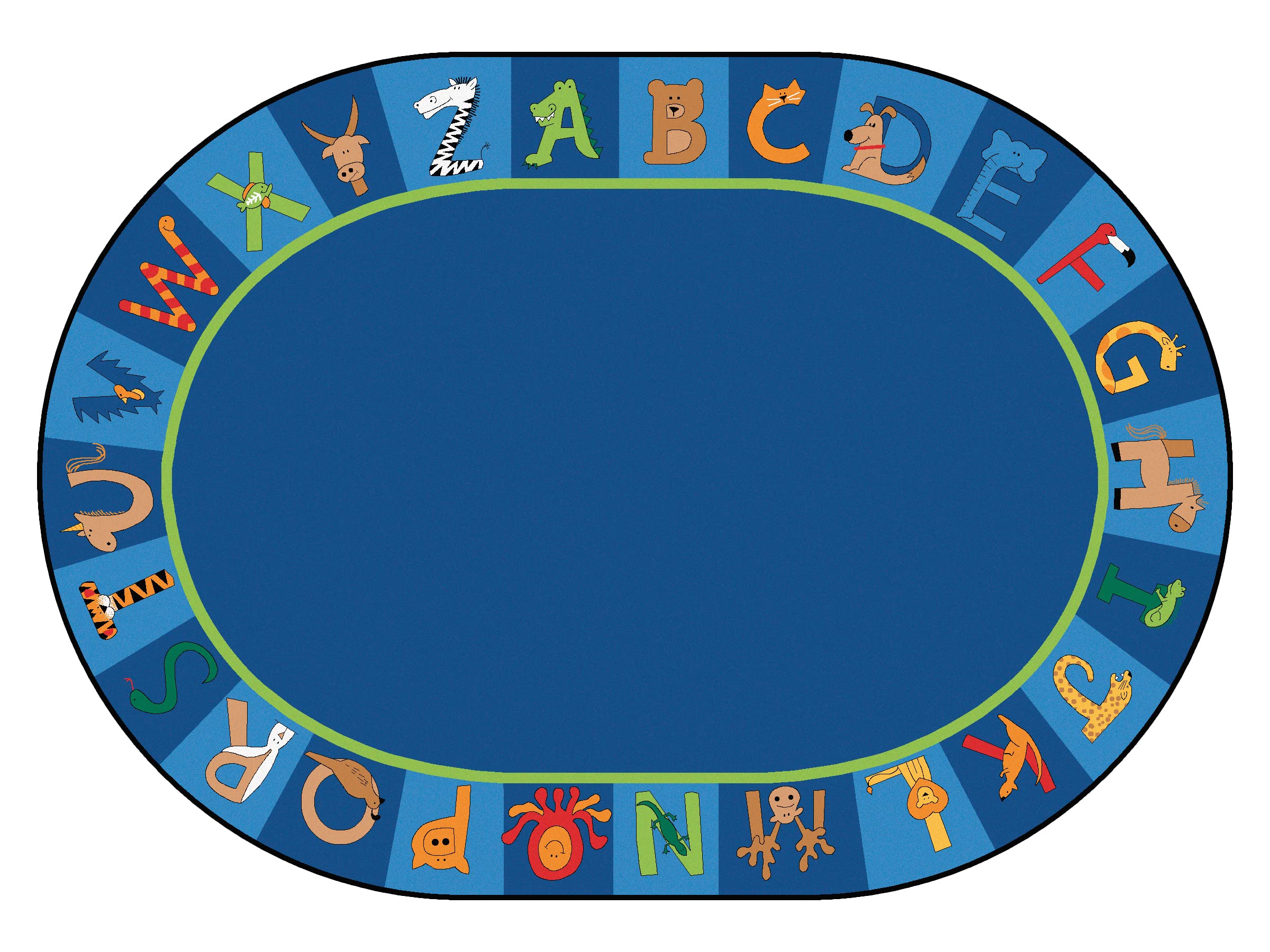 Carpets for Kids 5508 A to Z Animals 8ft 3in x 11ft 8in Oval Blue