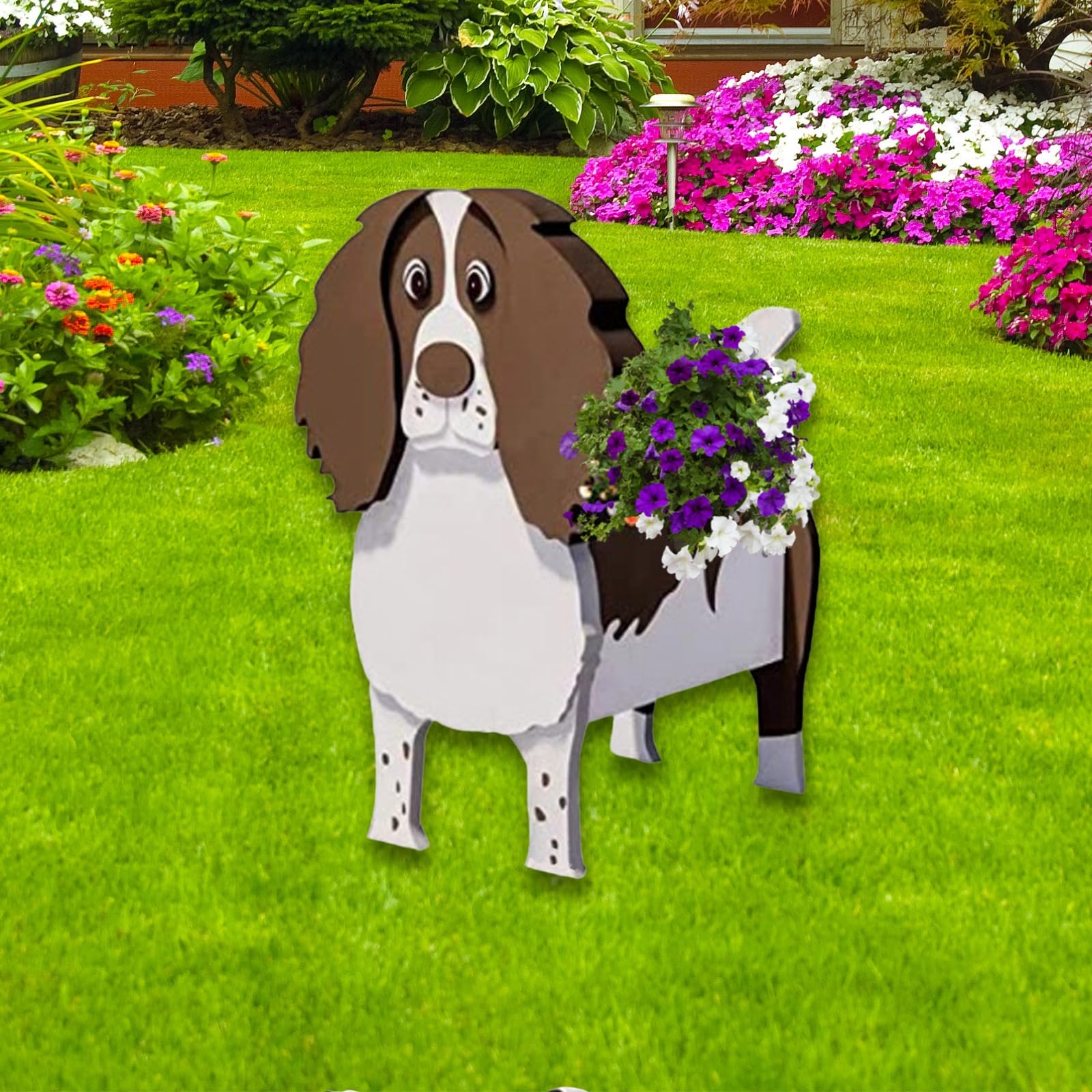Strolfay English Springer Spaniel Dog Planter Plant Pots,Cute Garden Dog Flower Planter,Dog Planters Birthday Gifts For Women,Of