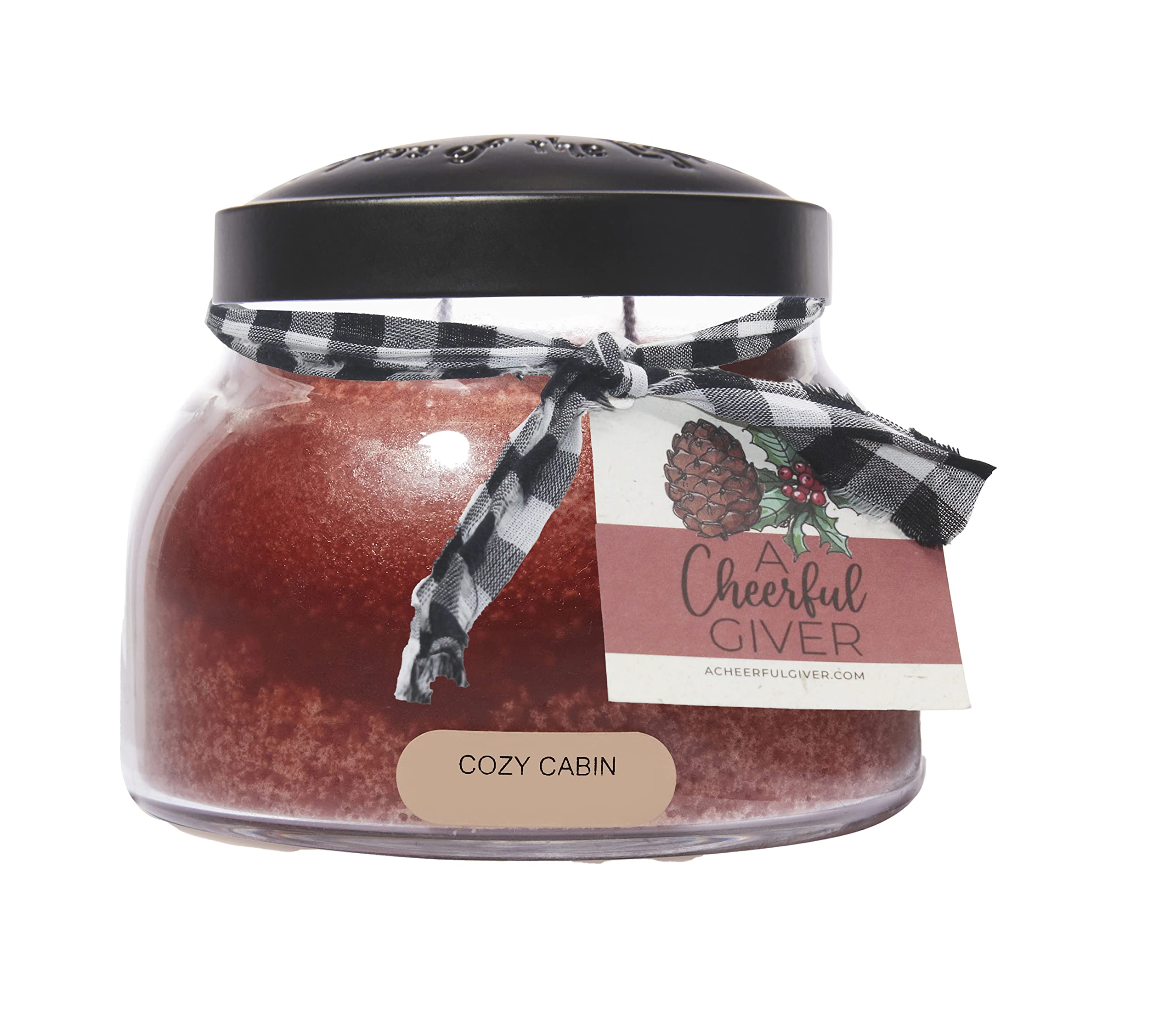 A Cheerful Giver - Cozy Cabin Mama Scented Glass Jar Candle (22oz) with Lid & True to Life Fragrance Made in USA