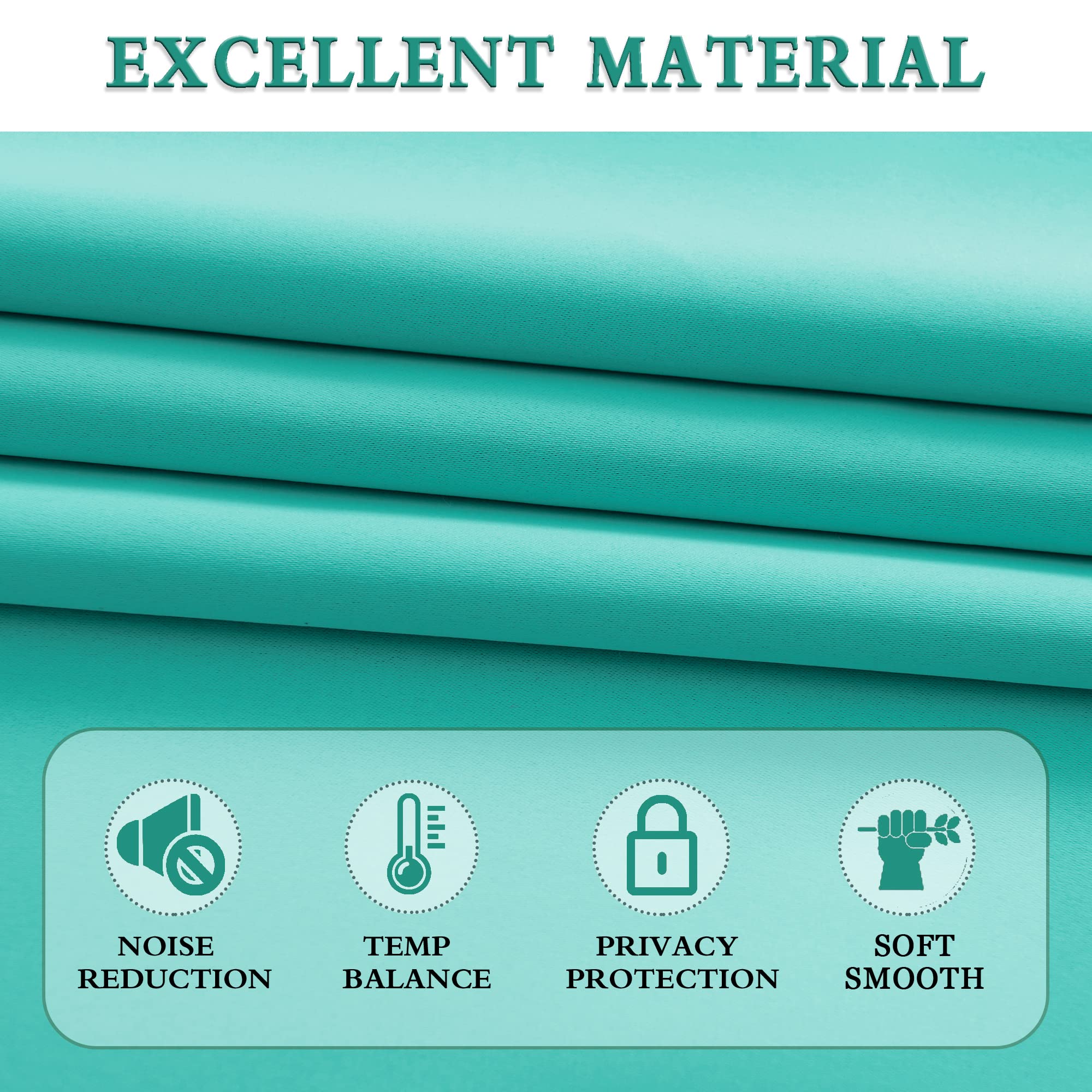 Donren Turquoise Kitchen Blackout Curtain Tiers - Small Curtains For Loft With Rod Pocket(30 W X 36 Inches Long,2 Panels)