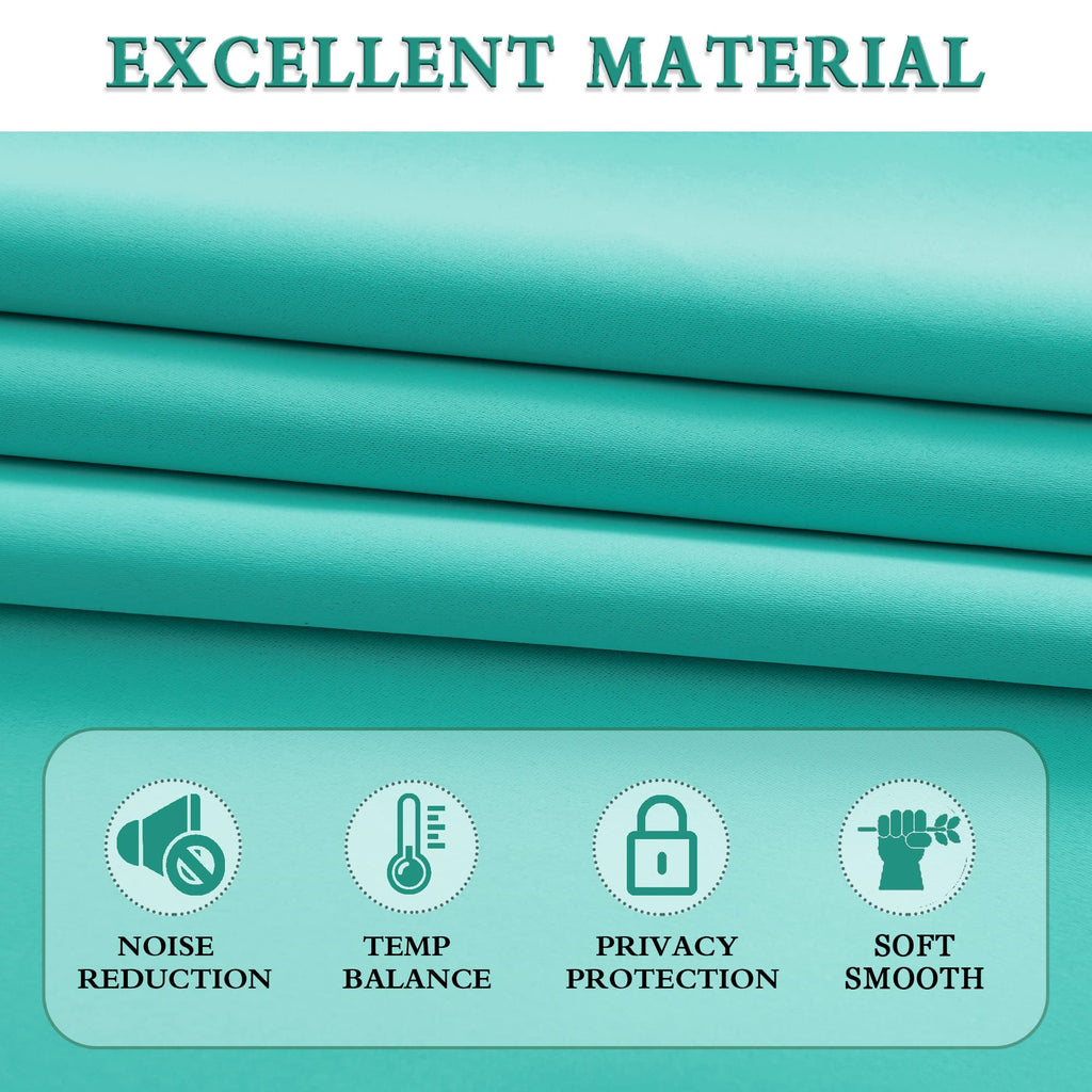 Donren Turquoise Kitchen Blackout Curtain Tiers - Small Curtains For Loft With Rod Pocket(30 W X 36 Inches Long,2 Panels)