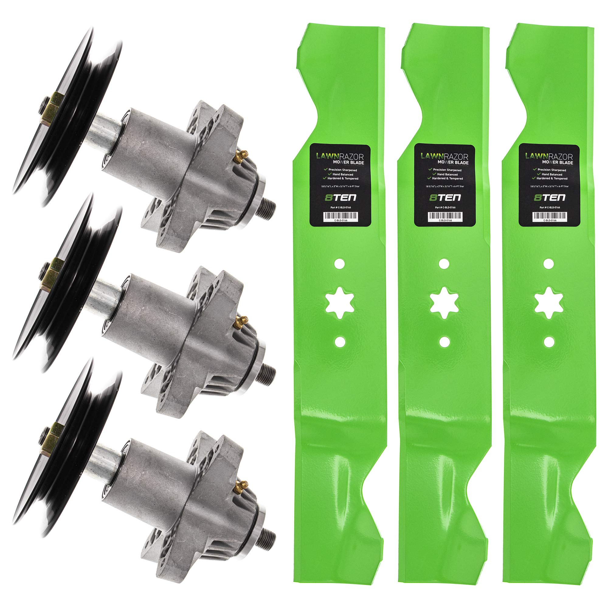 8Ten Spindle Blade Kit For Cub Cadet Mtd Rzt54 618-04608A 618-671B 918-04608A 918-0671B Mulching