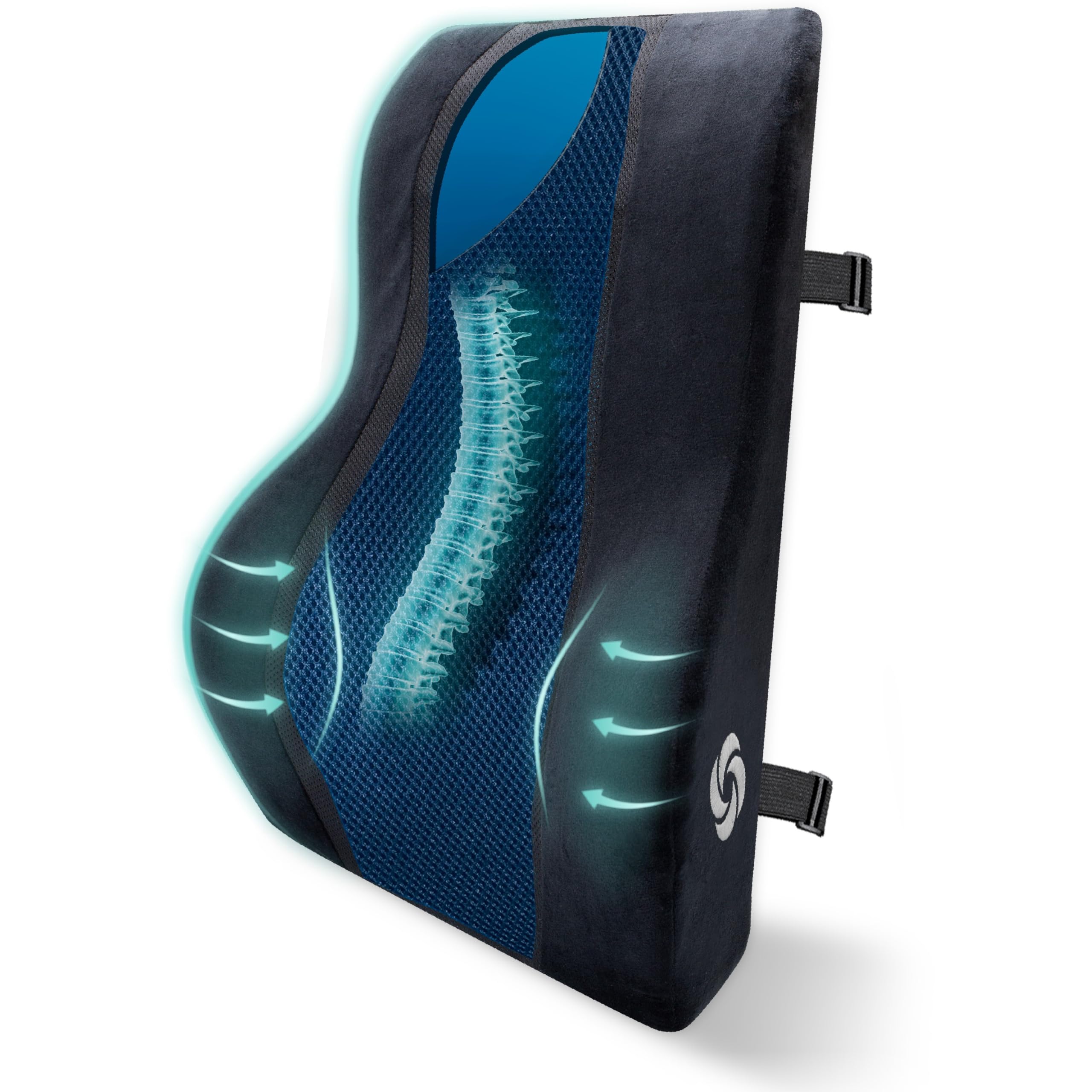SAMSONITE, Mid-Low Back Support Pillow with Cooling Gel for Office Chair or Car Seat - Boost Your Lower Back Comfort Zone, [HIGH