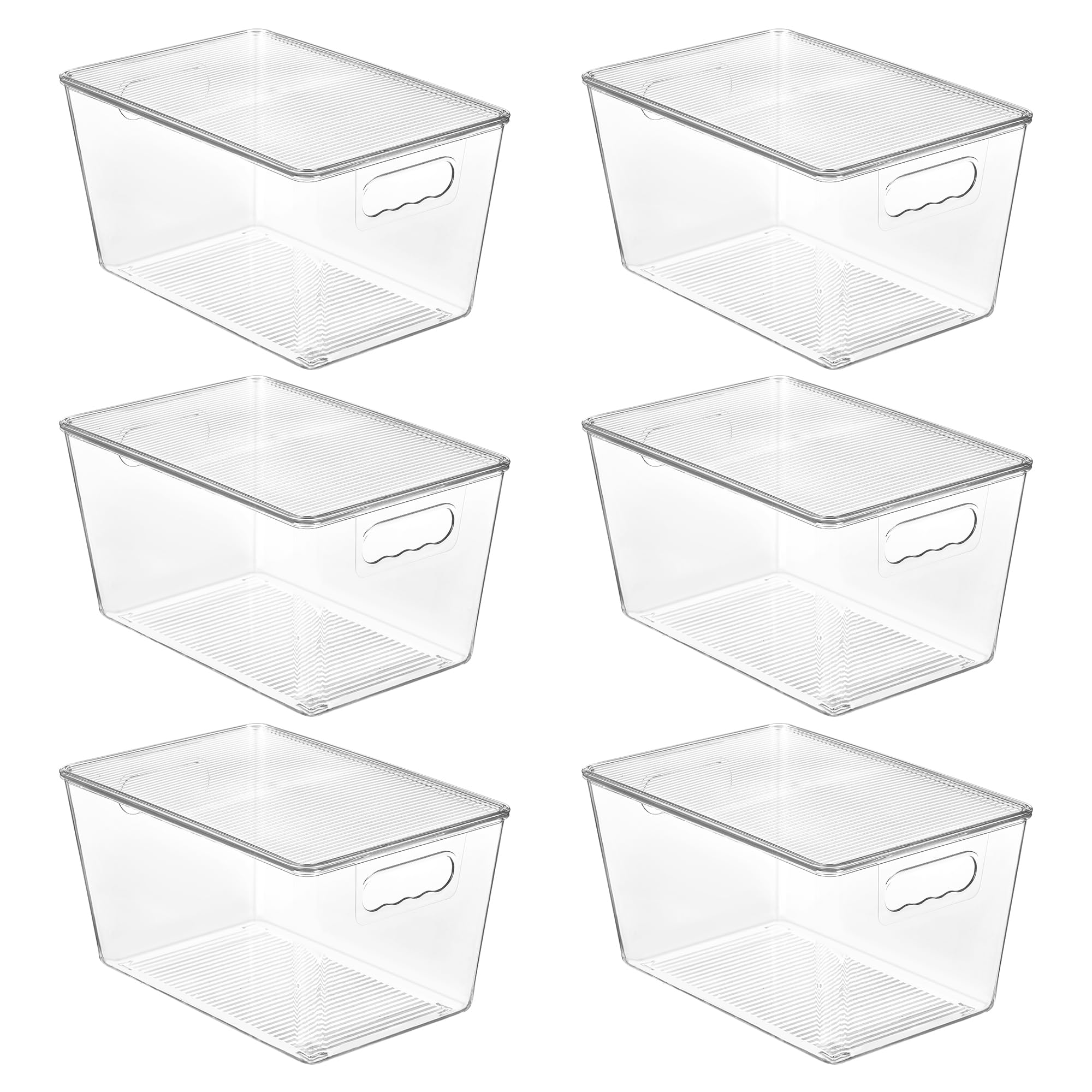 Vtopmart 6 Pack Clear Stackable Storage Bins With Lids, Large Plastic Containers With Handle For Pantry Organizer And Storage,Pe