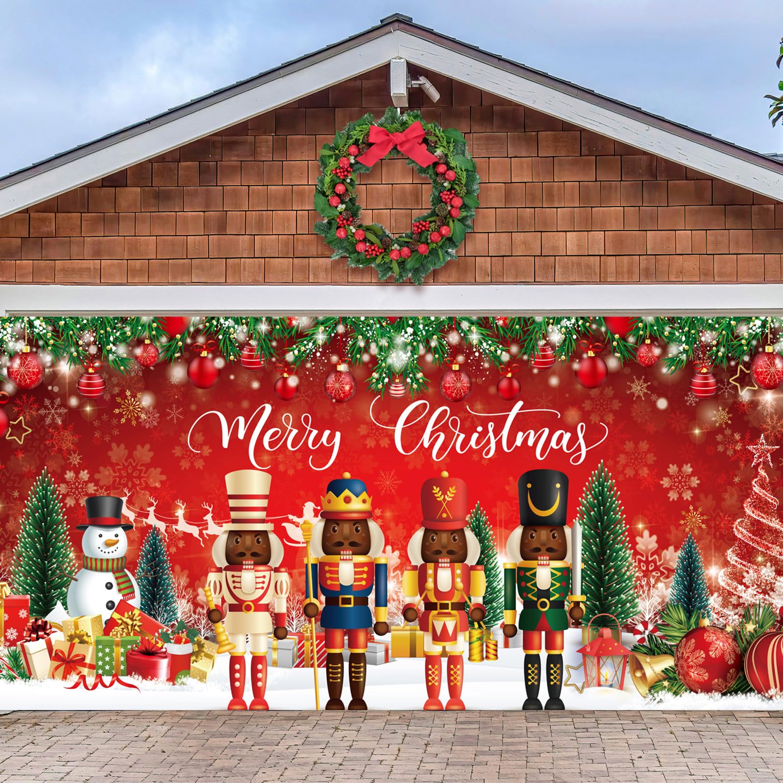 Black Nutcracker Christmas Garage Door Decoration 6 X 13 Ft African American Nutcracker Door Cover Hanging Christmas Nutcracker