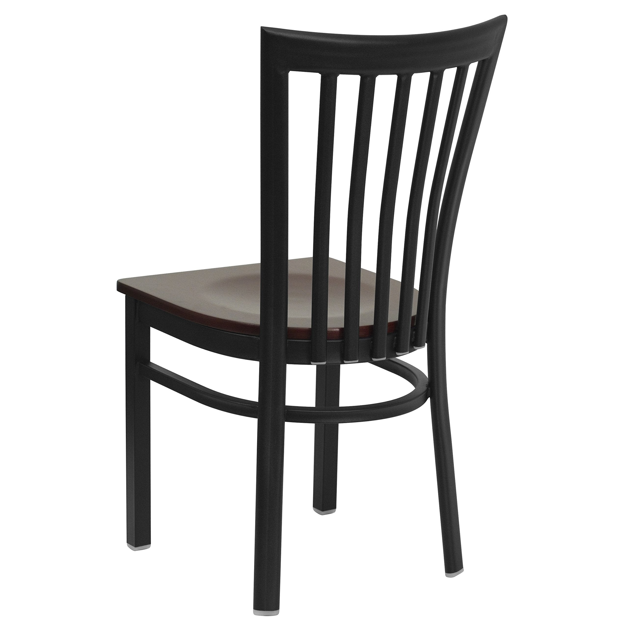 Flash Furniture HERCULES Series Black School House Back Metal Restaurant Chair - Mahogany Wood Seat