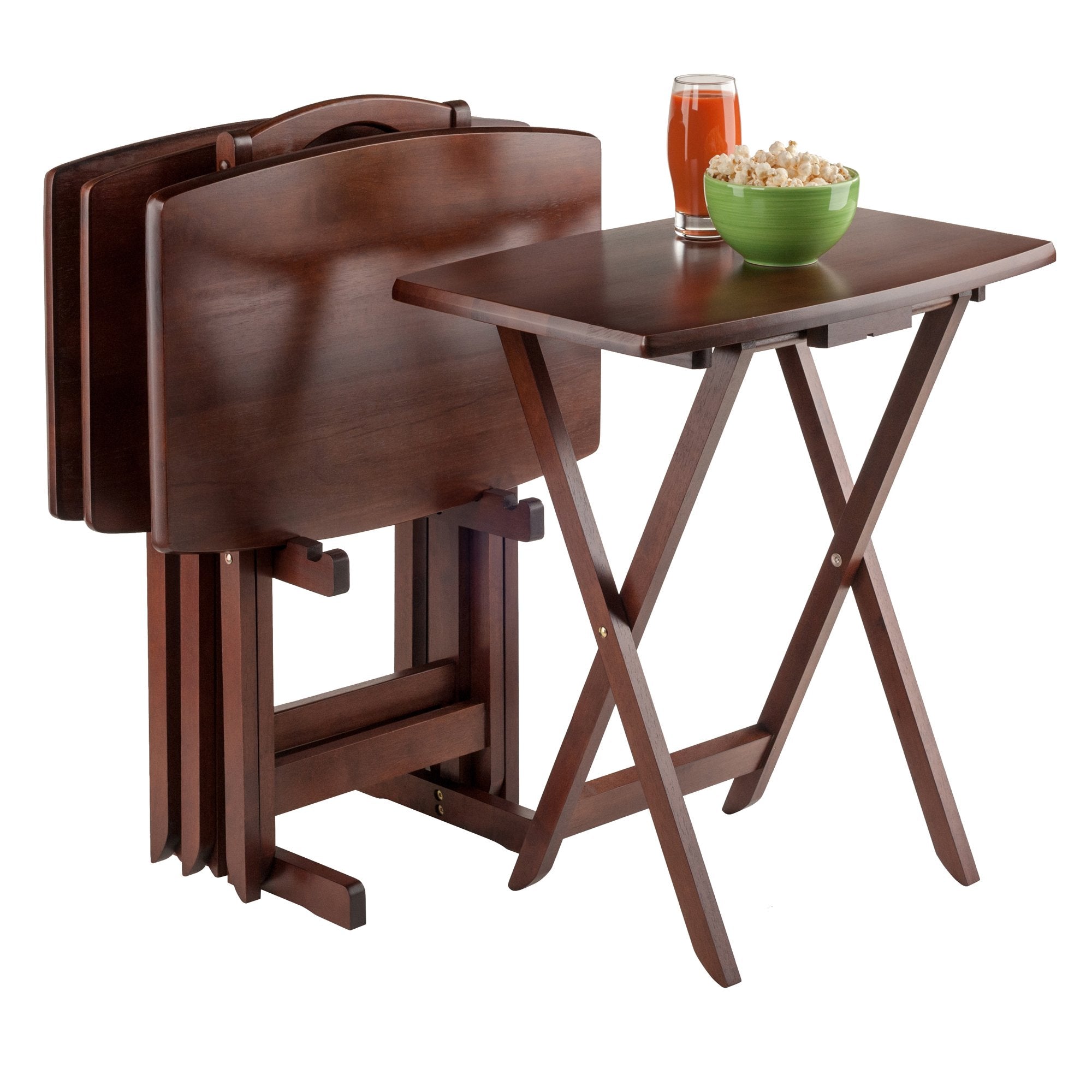 Winsome 94517 5pc Tv Table, Angle Shaped Tables With Stand-walnut