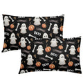 Kawani Halloween Black Lumbar Pillow Covers 12X20 Inch Boo Cute Ghost Orange Pumpkins Decorative Pillow Cases Set Of 2 Summer Ho