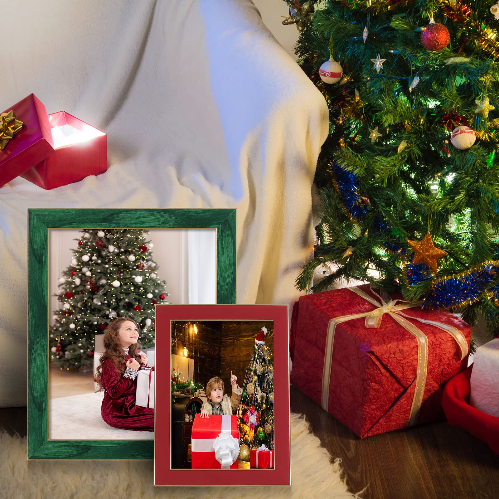 CORE ART 5x7 Picture Frames Set of 2, Green Colorful Frame with HD Plexiglass for Wall or Tabletop Display
