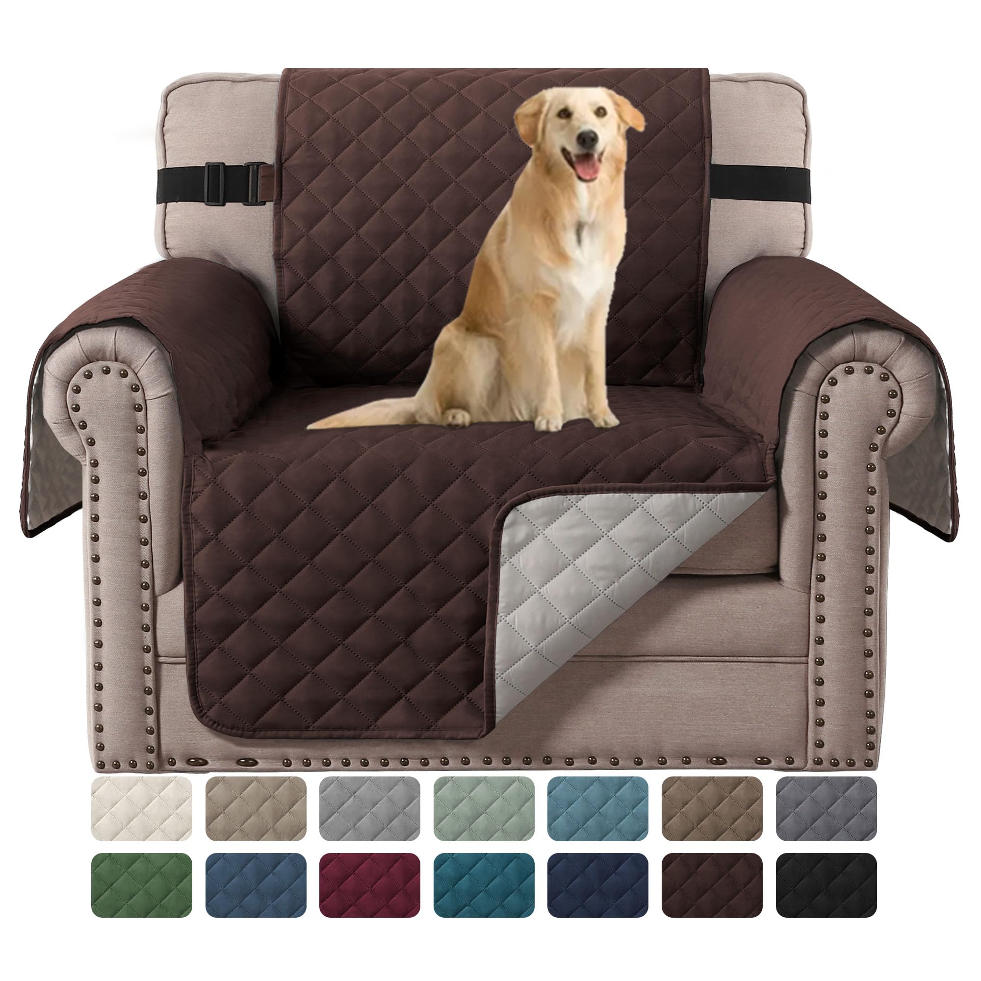 H.VERSAILTEX Chair Slipcover Reversible Chair Cover for Dogs Water Resistant Chair Cover for Living Room Washable Furniture Prot