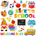 Whaline 40Pcs Back to School Thick Gel Clings Welcome Back Window Gel Decals Gnome Owl School Bus Gel Stickers for Welcome Back 