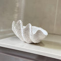 Huey House Small Clam Shell Sculptured Replica - 8.75Lx 5.6Wx 4.33H Handcrafted White Resin Seashell for Home Decoration or Dish