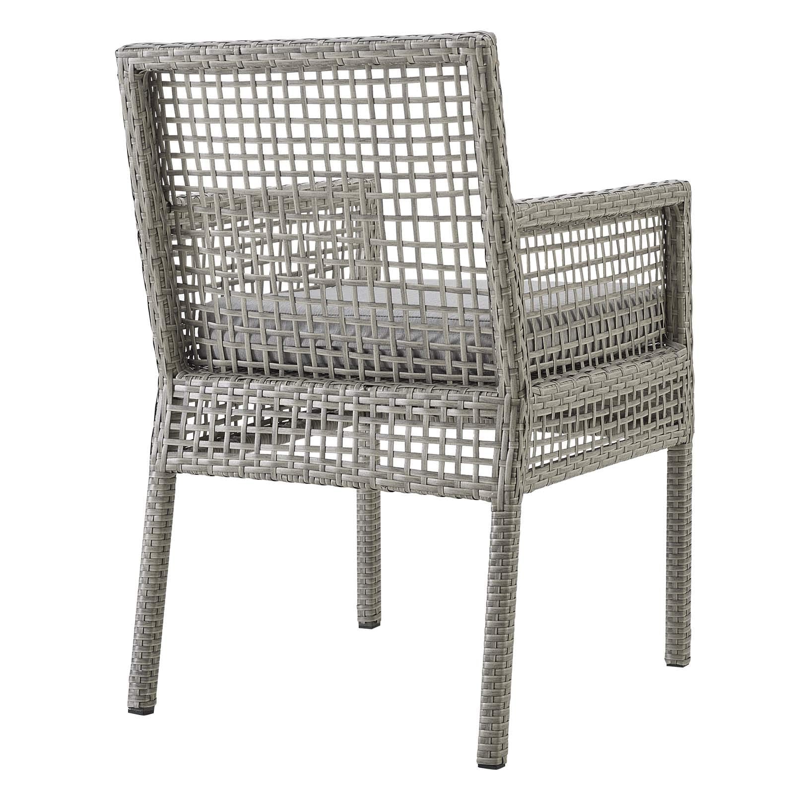 Modway Aura Outdoor Patio Wicker Rattan Set Of 4 Dining Armchair In Gray Gray
