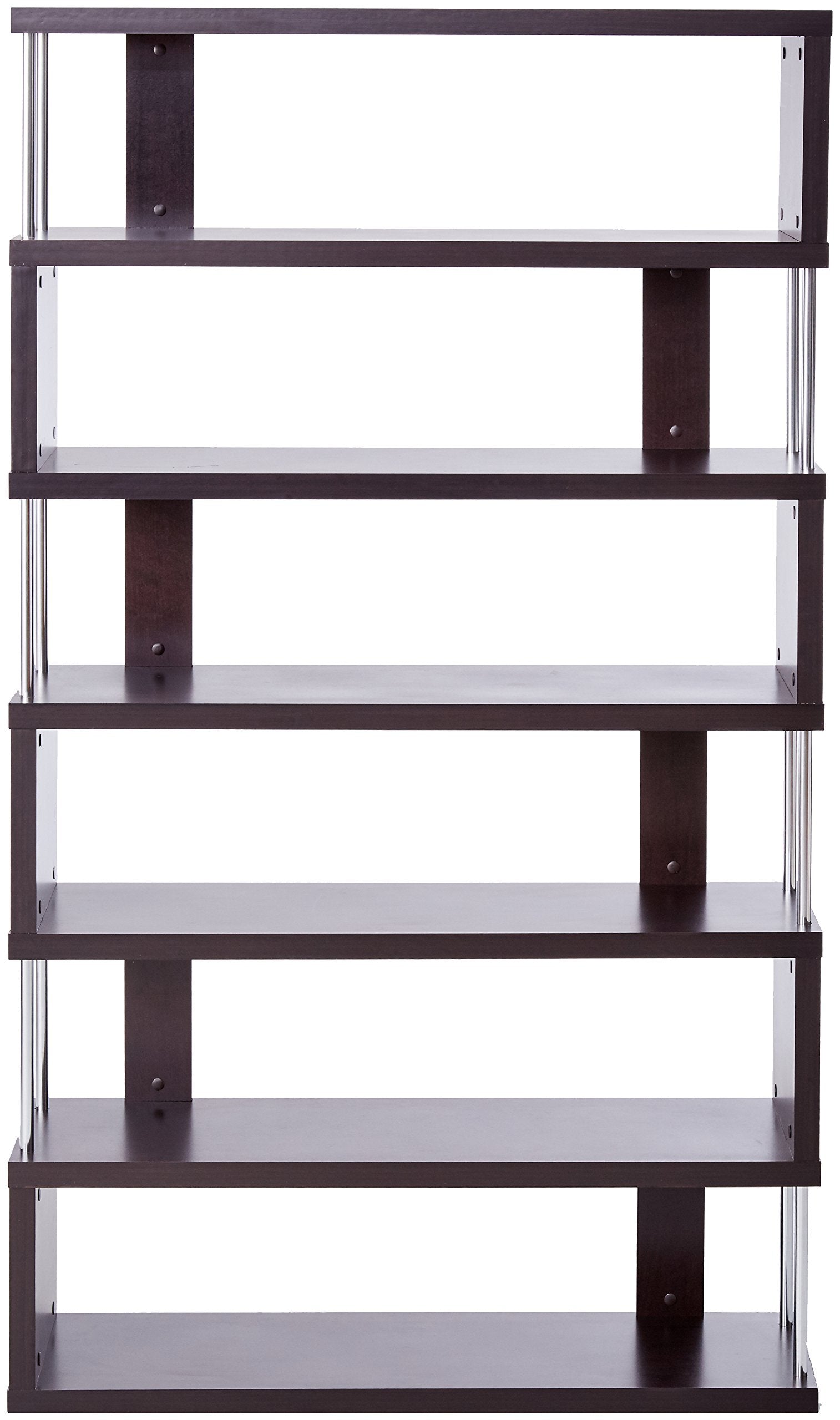 Baxton Studio Barnes 6-Shelf Modern Bookcase, Dark Brown