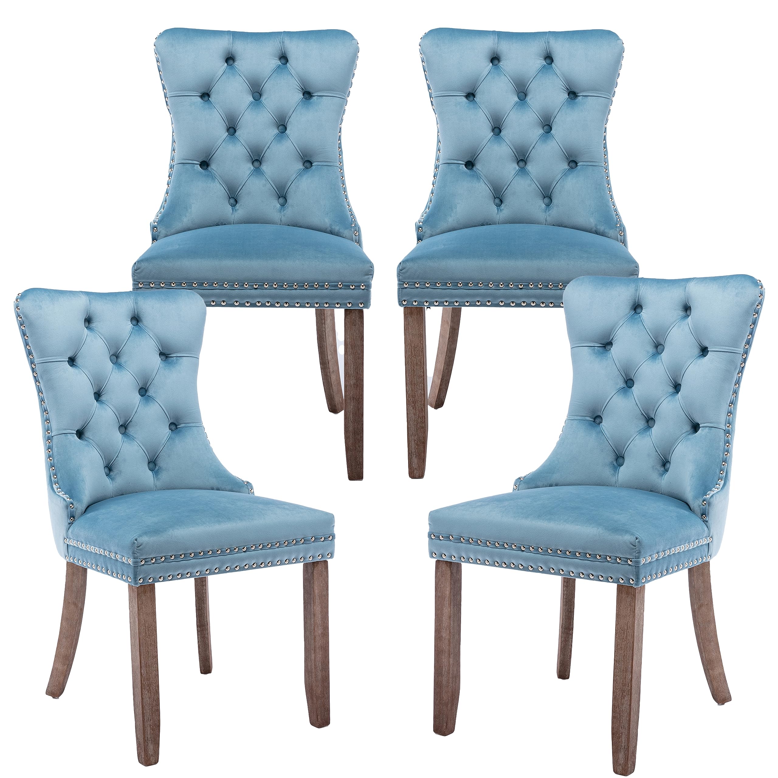 Lktart Dining Room Chairs Set Of 4, Velvet Upholstered Dining Chairs With Tufted Back And Solid Wood Legs For Kitchen Bedroom Di