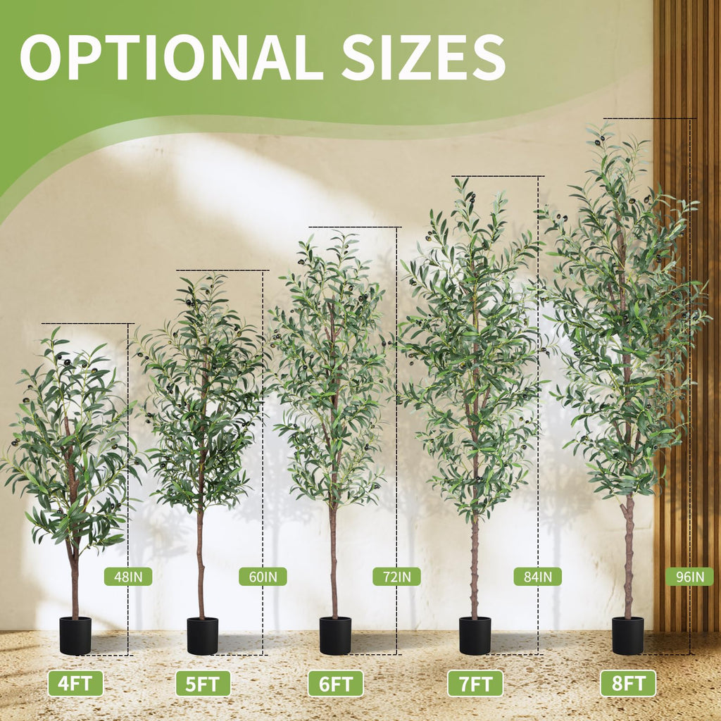 Cetrd Artificial Olive Tree, 6Ft Tall Faux Olive Trees 72In Outdoor Fake Potted Silk Plant With Trunk And Realistic 648 Leaves A