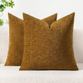 Miulee Pack Of 2 Couch Throw Pillow Covers 18X18 Inch Soft Mustard Chenille Pillow Covers For Sofa Living Room Solid Dyed Pillow