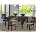 East West Furniture Henley 5 Piece Set Includes a Rectangle Dining Room Table with Pedestal and 4 Linen Fabric Upholstered Kitchen Chairs, 42x72 Inch, HECA5-CAP-C
