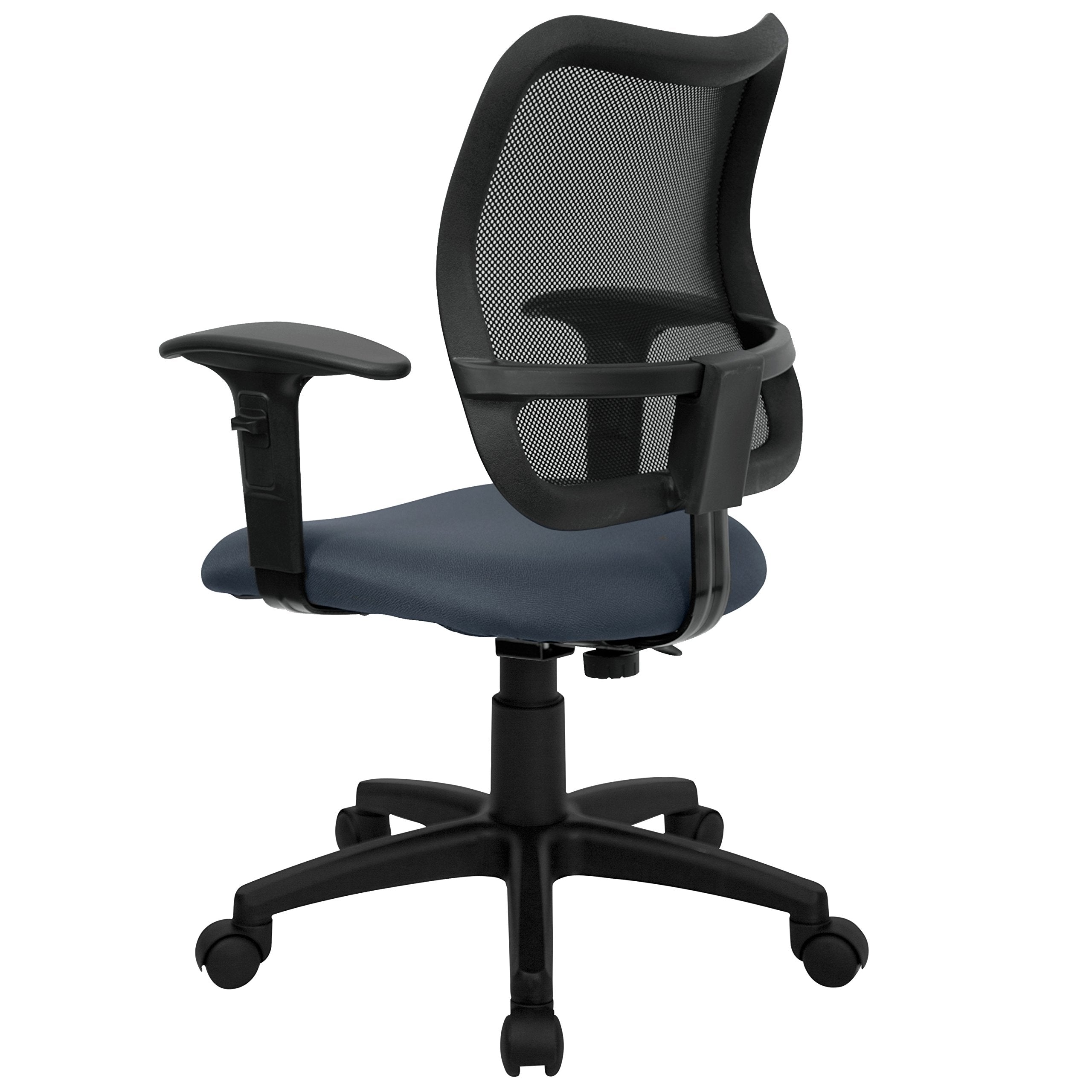 Flash Furniture Alber Mid-Back Navy Blue Mesh Swivel Task Office Chair with Adjustable Arms