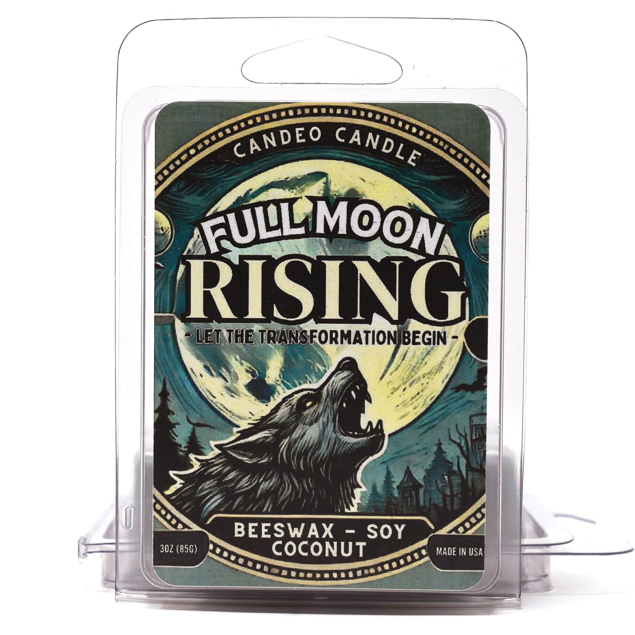 Full Moon Rising - Scented Wax Melts for Wax Warmers - Made with Soy, Beeswax and Coconut - Gothic Halloween - 2 Pack Set of 6 M