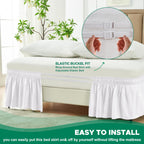 Biscaynebay Wrap Around Bed Skirts For Full & Full Xl Beds 11' Short Drop, White Adjustable Elastic Dust Ruffles Easy Fit Wrinkle Resistant Silky Luxurious Fabric Machine Washable