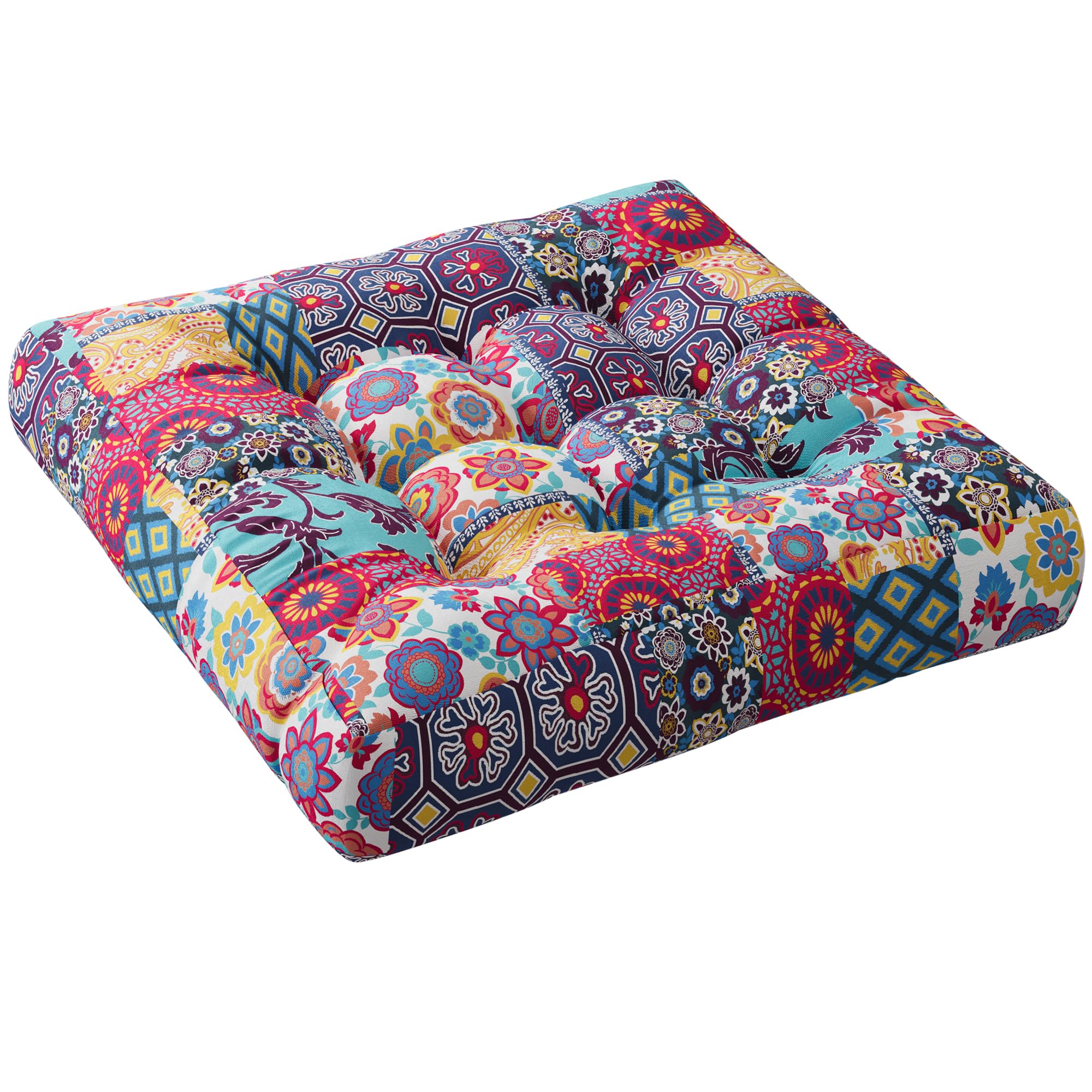 Boho Floor Pillow, Large Meditation Cushion For Adults, Square Pillows Seating For Yoga Living Room Tatami Sitting Home Decor, M