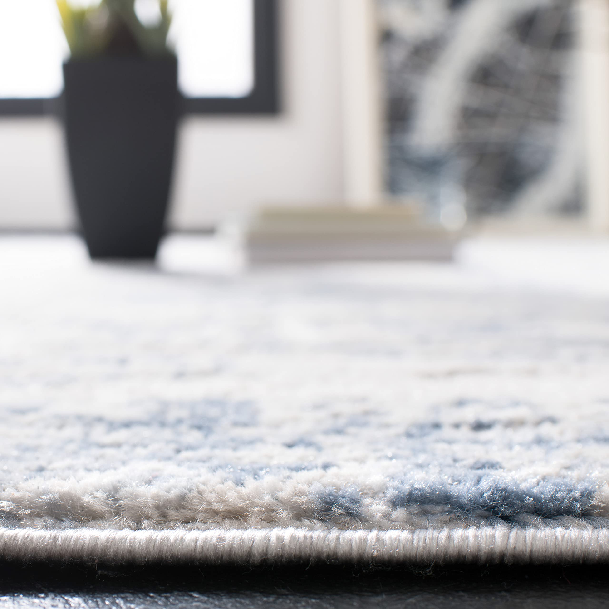Safavieh Amelia Collection Runner Rug - 2'2'' X 14', Ivory & Blue, Modern Abstract Design, Non-Shedding & Easy Care, Ideal For H